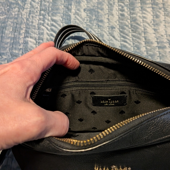 Kate Spade Black Leather Crossbody with Striped Strap - Picture 6 of 6